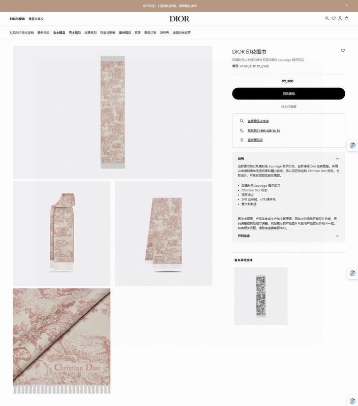 Dior scarf 200X45cm 59山羊绒 41羊毛 E (14)