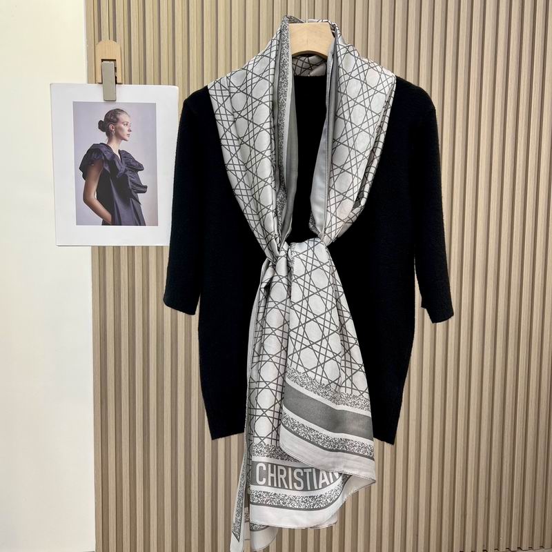 Dior silk scarf 180-90cm E (13)