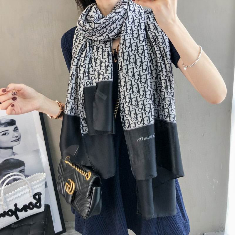 Dior silk scarf 90-180cm E (10)