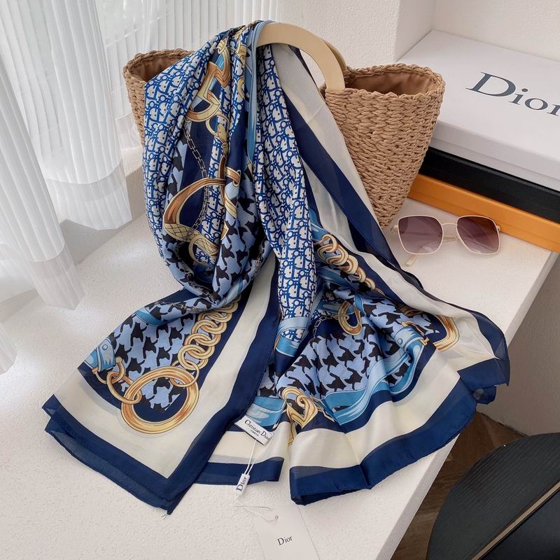 Dior silk scarf 90-180cm E (11)