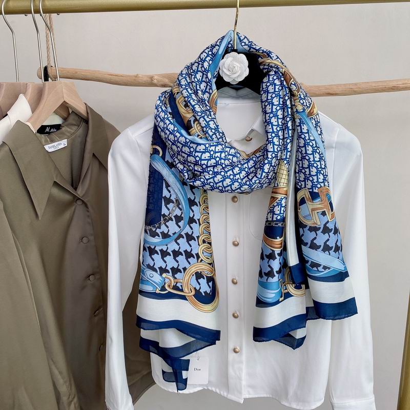 Dior silk scarf 90-180cm E (13)