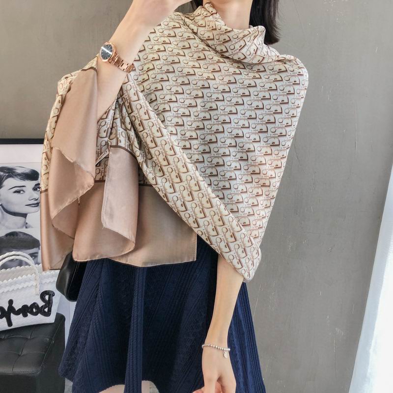 Dior silk scarf 90-180cm E (17)