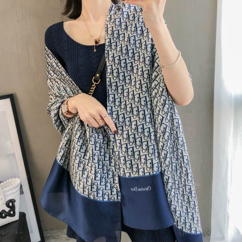Dior silk scarf 90-180cm E (18)