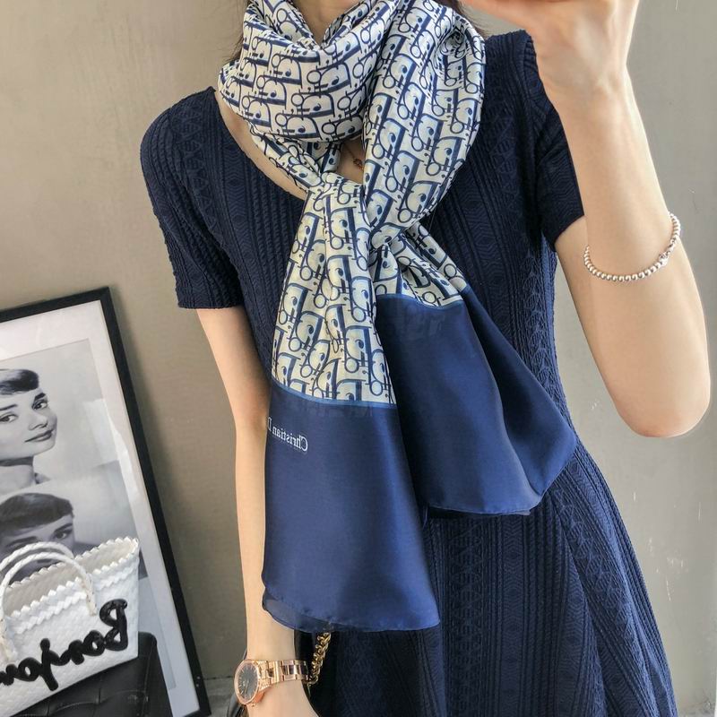 Dior silk scarf 90-180cm E (21)