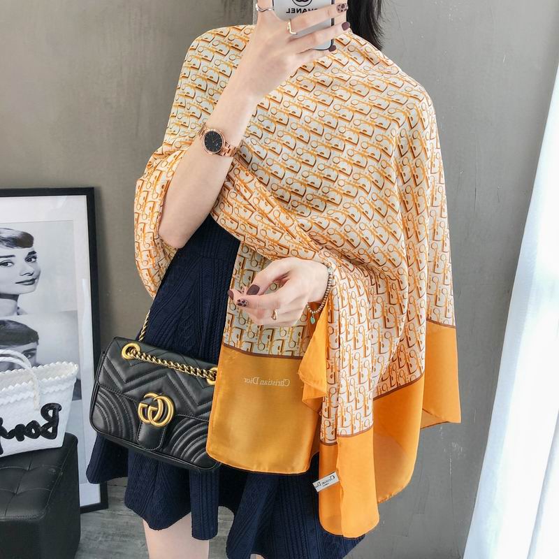 Dior silk scarf 90-180cm E (27)