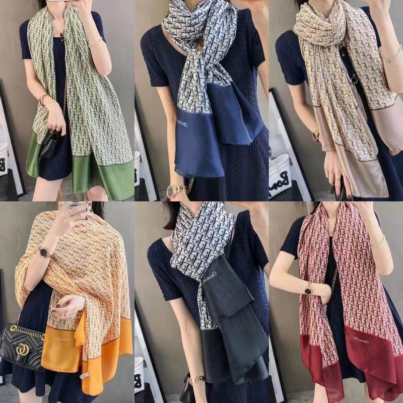 Dior silk scarf 90-180cm E (29)