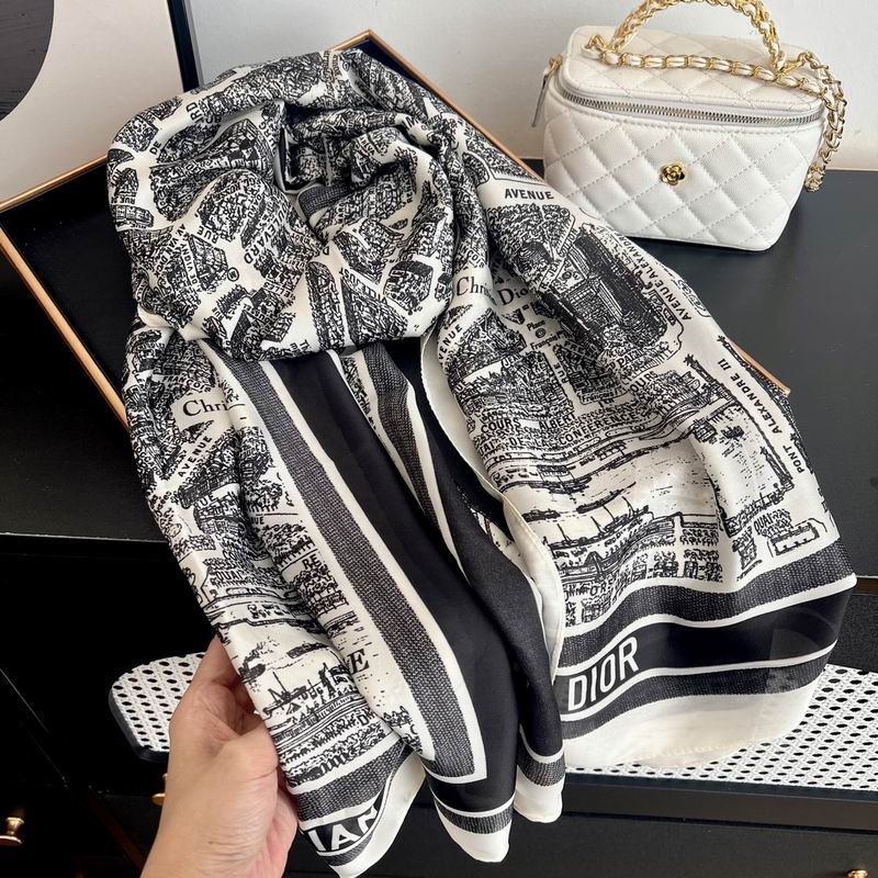 Dior silk scarf 90-180cm E (3)