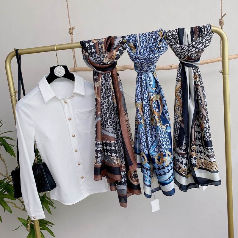 Dior silk scarf 90-180cm E (6)