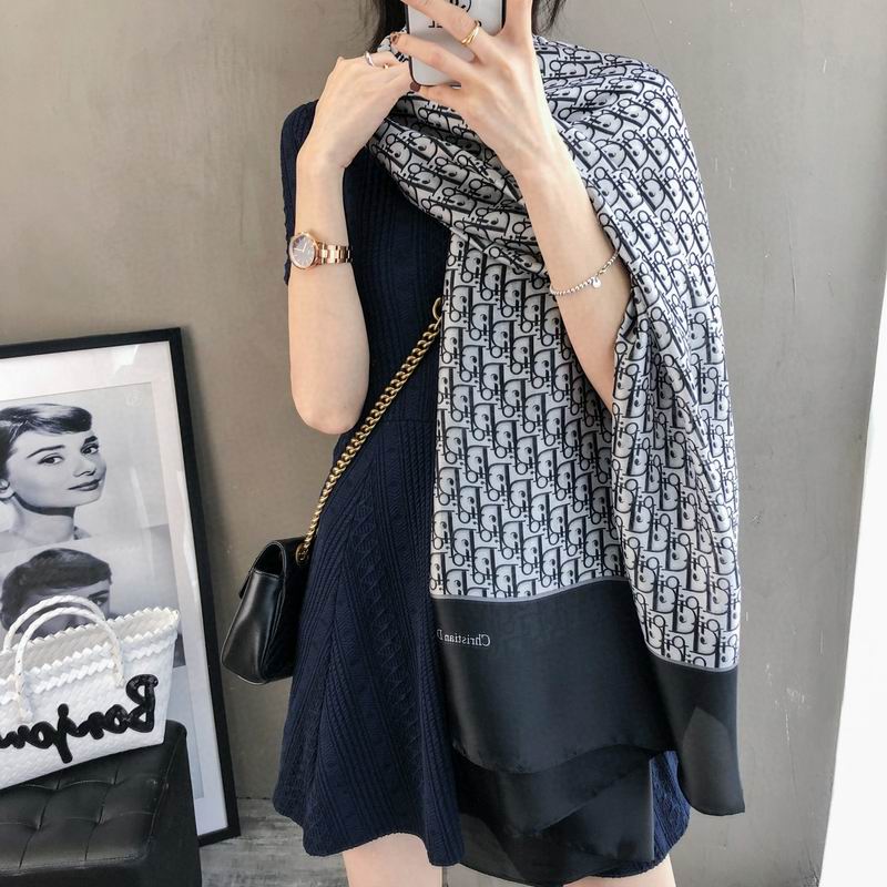 Dior silk scarf 90-180cm E (7)