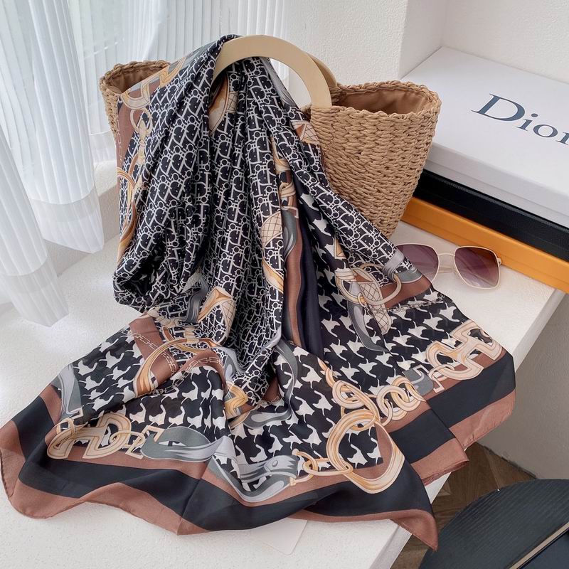 Dior silk scarf 90-180cm E (7)