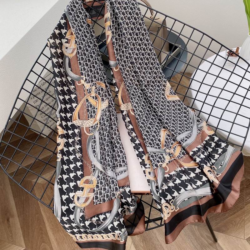 Dior silk scarf 90-180cm E (8)