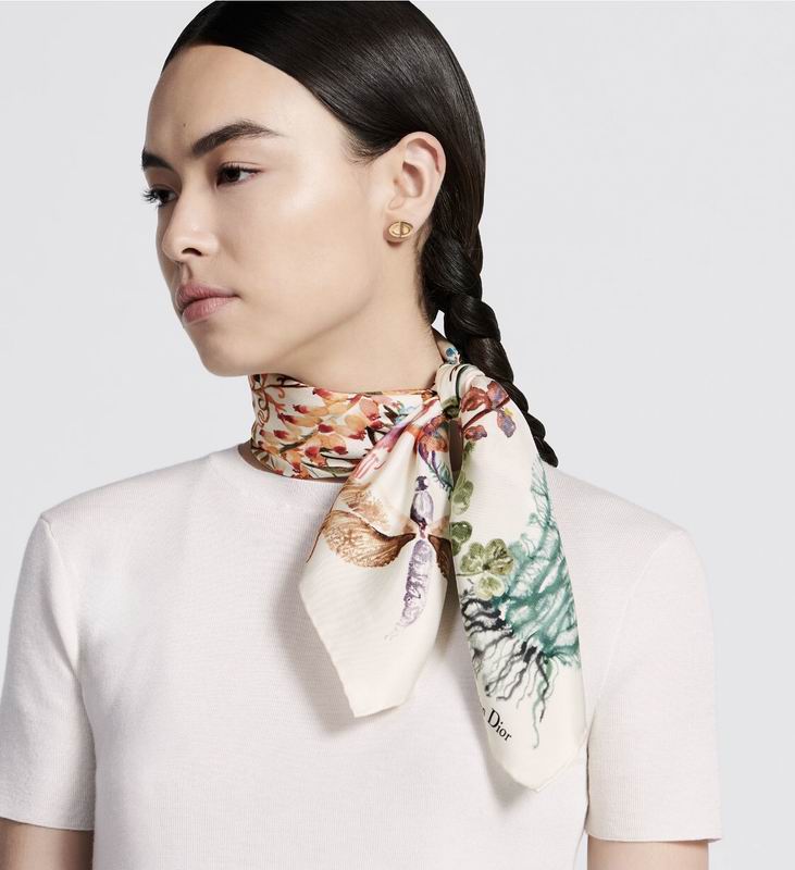 Dior silk scarf 90X90cm  E (17)