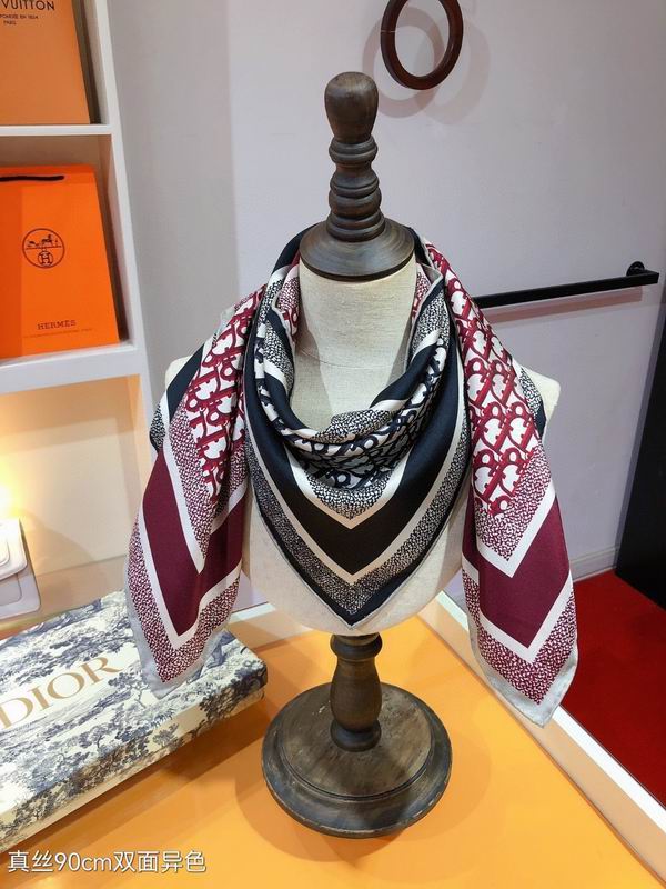 Dior silk scarf 90X90cm E (14)