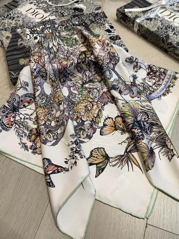 Dior silk scarf 90X90cm E (14)
