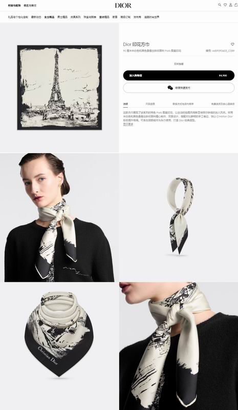 Dior silk scarf 90X90cm E (7)