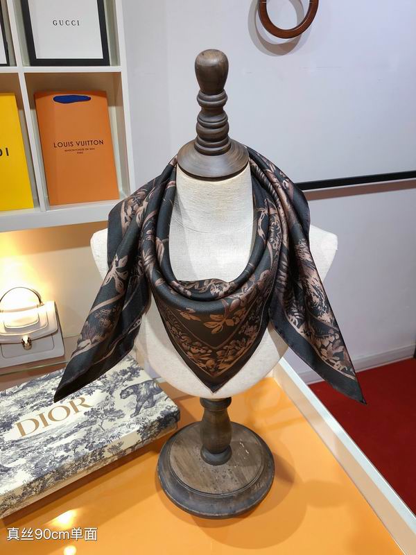 Dior silk scarf 90X90cm E (9)