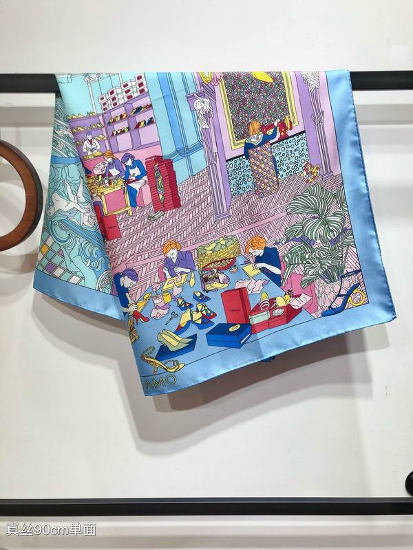 Ferragamo silk scarf 90X90cm E (11)