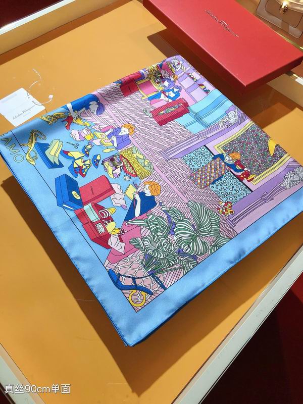 Ferragamo silk scarf 90X90cm E (13)