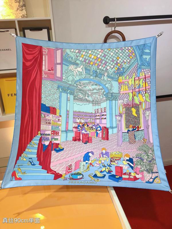 Ferragamo silk scarf 90X90cm E (14)