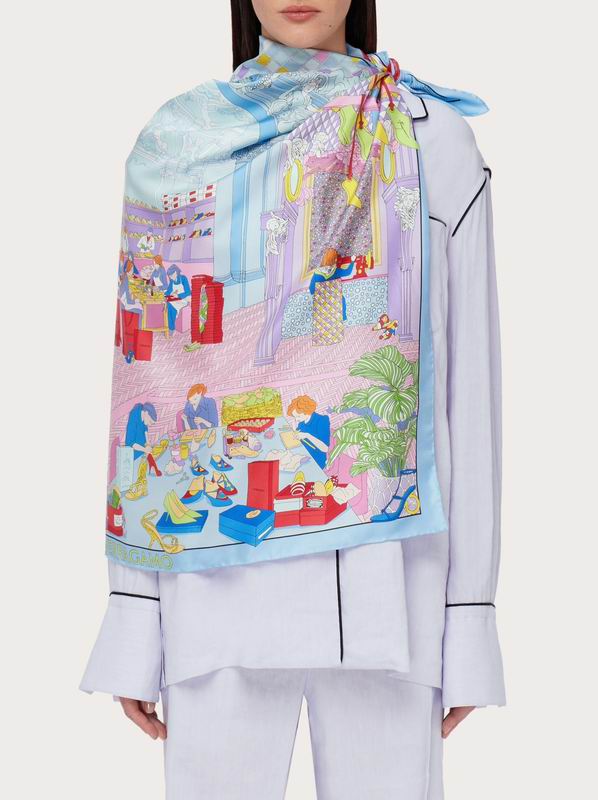 Ferragamo silk scarf 90X90cm E (15)