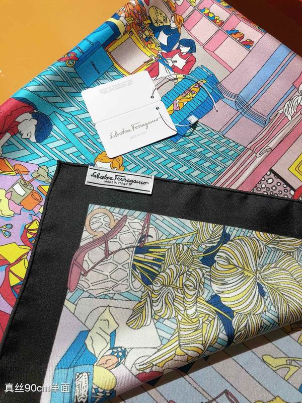Ferragamo silk scarf 90X90cm E (2)