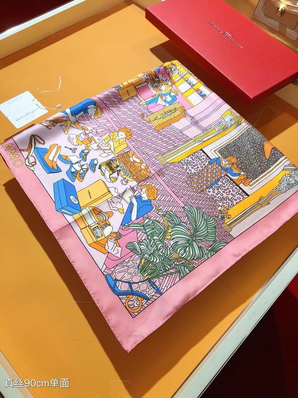 Ferragamo silk scarf 90X90cm E (20)
