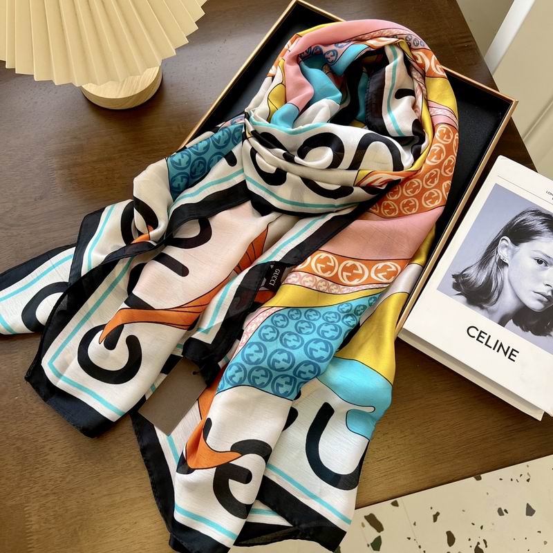 Gucci silk scarf 90-180cm  E (12)