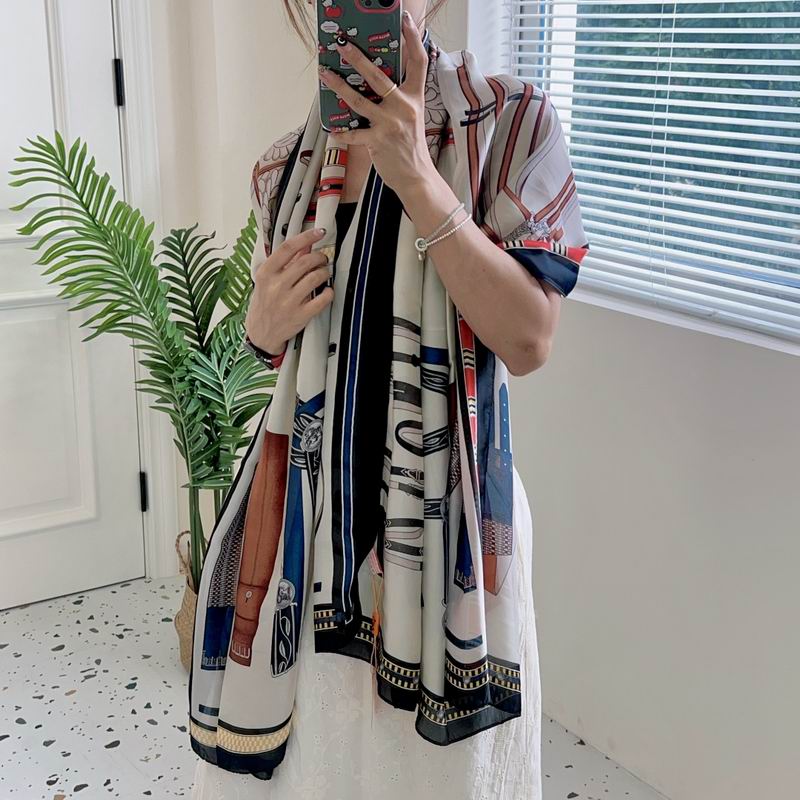 Hermes silk scarf 90-180cm E (13)