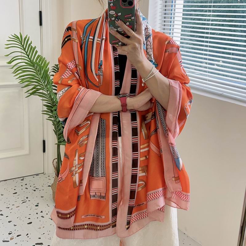 Hermes silk scarf 90-180cm E (20)