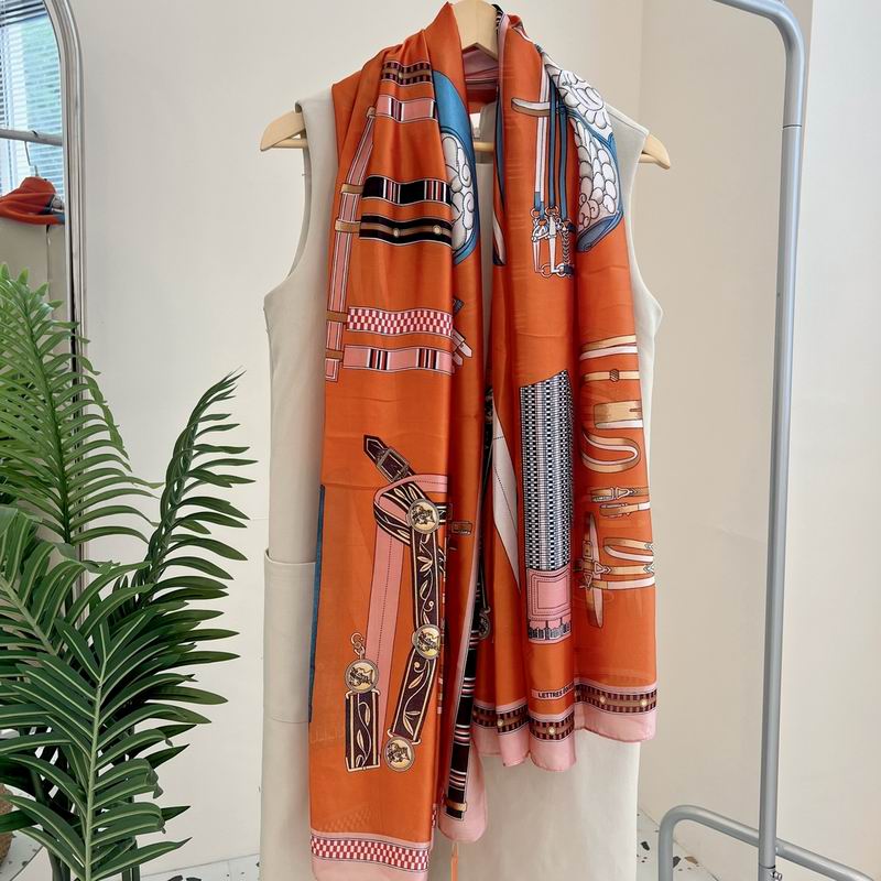 Hermes silk scarf 90-180cm E (22)
