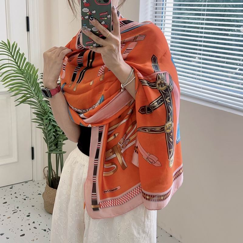 Hermes silk scarf 90-180cm E (25)