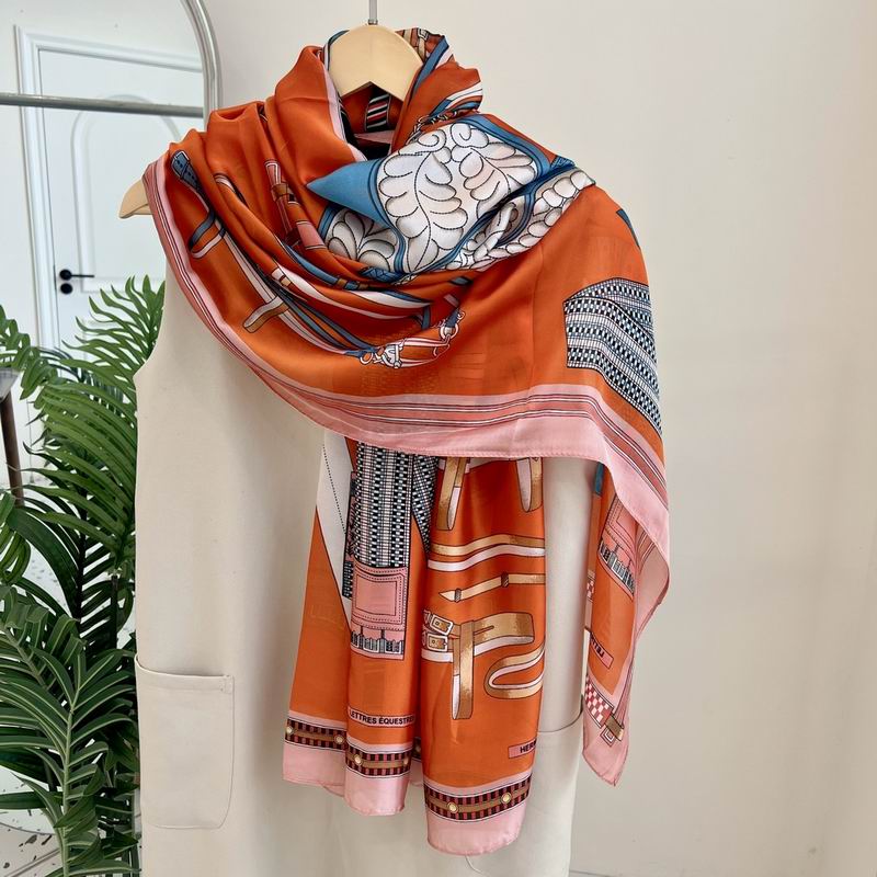 Hermes silk scarf 90-180cm E (27)