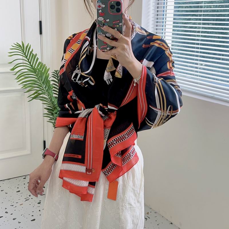 Hermes silk scarf 90-180cm E (9)
