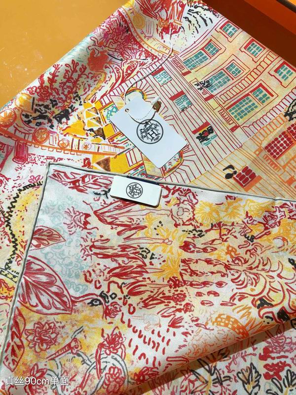 Hermes silk scarf 90X90cm E (10)