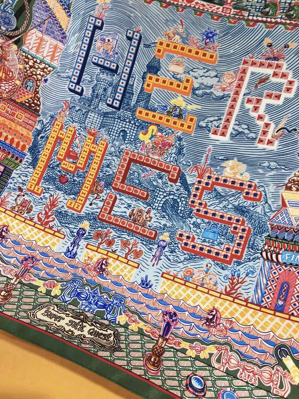 Hermes silk scarf 90X90cm E (11)