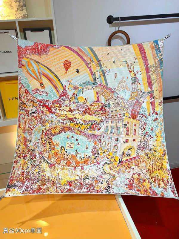 Hermes silk scarf 90X90cm E (11)