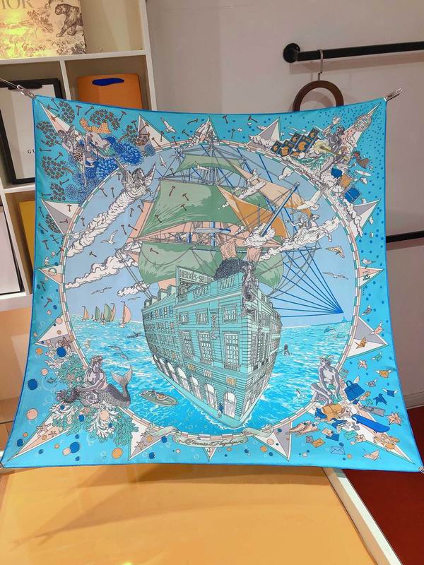 Hermes silk scarf 90X90cm E (11)