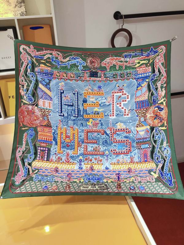 Hermes silk scarf 90X90cm E (12)