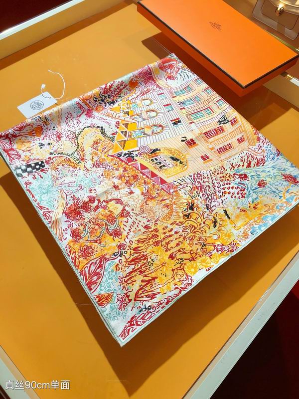 Hermes silk scarf 90X90cm E (12)