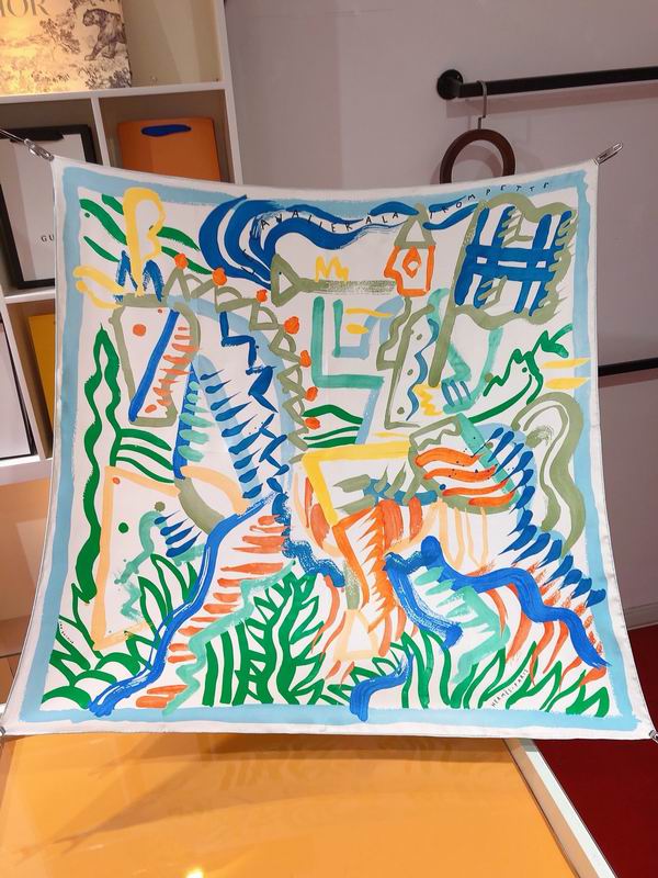 Hermes silk scarf 90X90cm E (13)