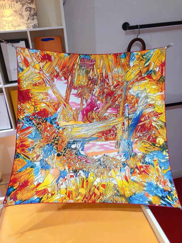 Hermes silk scarf 90X90cm E (13)