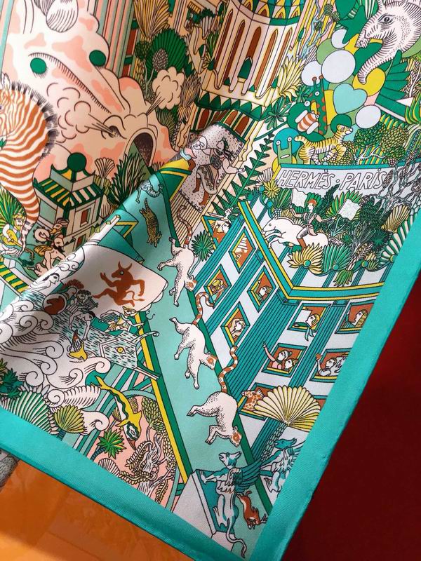 Hermes silk scarf 90X90cm E (14)