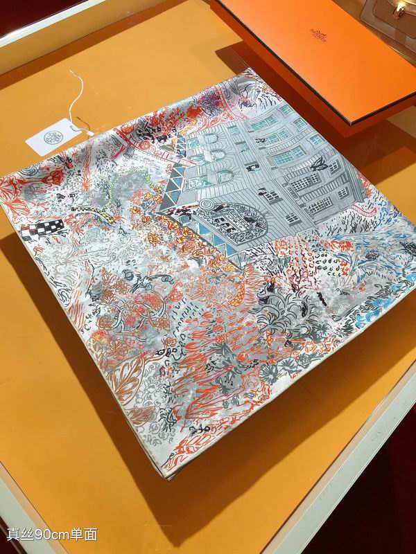 Hermes silk scarf 90X90cm E (16)