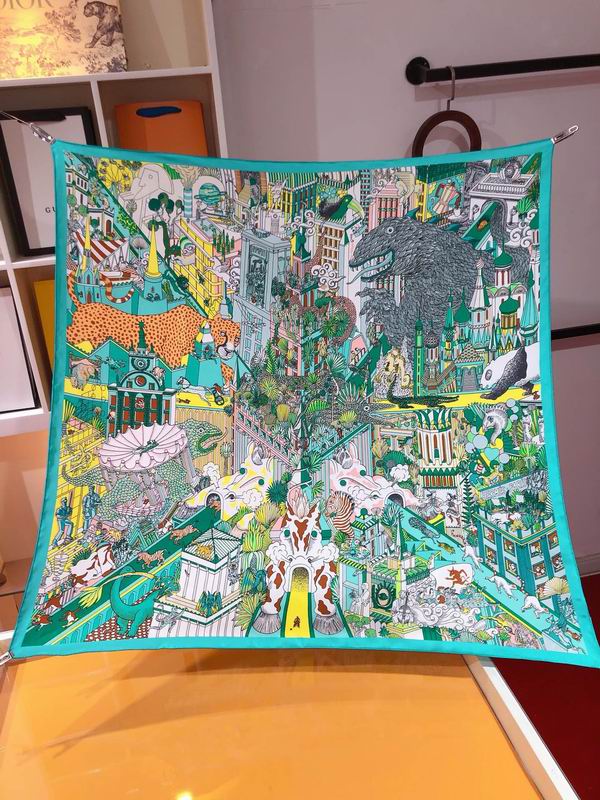 Hermes silk scarf 90X90cm E (18)