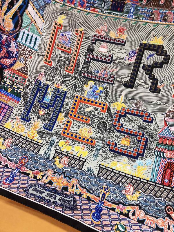 Hermes silk scarf 90X90cm E (19)