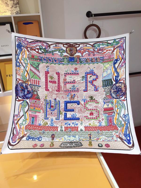 Hermes silk scarf 90X90cm E (5)