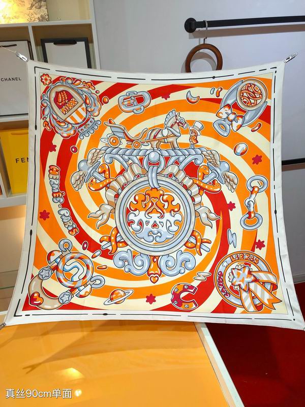 Hermes silk scarf 90X90cm E (6)