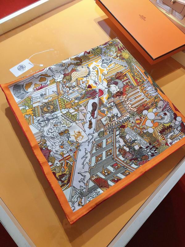 Hermes silk scarf 90X90cm E (6)