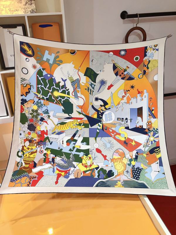 Hermes silk scarf 90X90cm E (6)