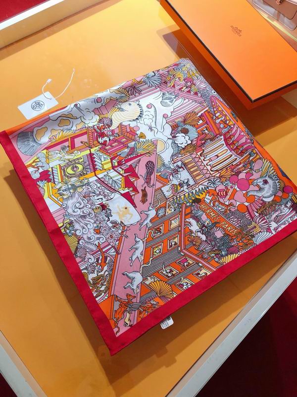 Hermes silk scarf 90X90cm E (7)